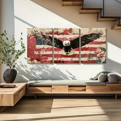 3pcs American Flag Eagle Art Poster Metal Print Ready to Hang Art - Bella Home Decor