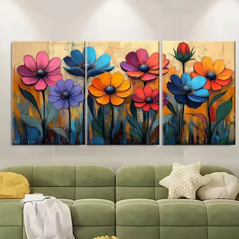 3pcs Retro Daisy Metal Print Ready to Hang Art
