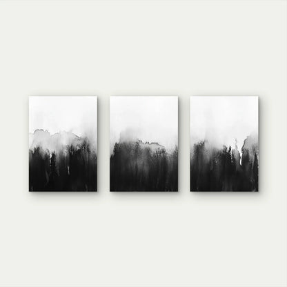 3pcs Minimalist Black White Watercolor Abstract Wall Art Set Canvas Framed 40x60cm - High Quality Print 100% Australian Made Wall Canvas Ready to Hang - Bella Home Decor