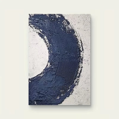 Abstract Blue and Black Brushstrokes Metal Print Ready to Hang