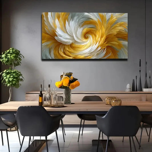 White Feather Swirl Design Wall Art Canvas Office Home Room Framed 120x60cm