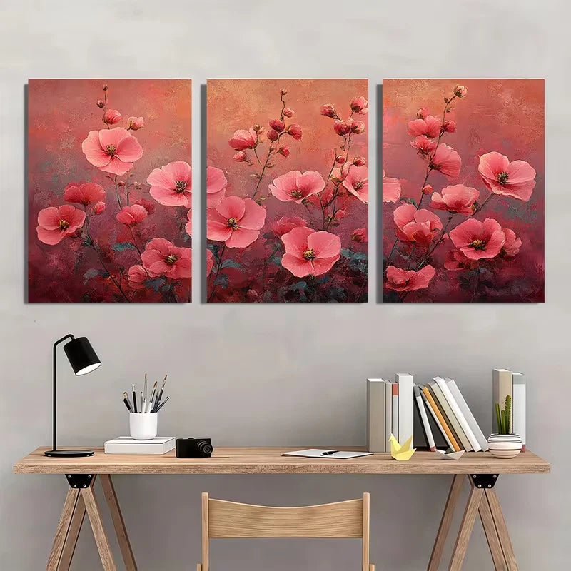 3pcs Diascia Flower Metal Print Ready to Hang Art - Bella Home Decor