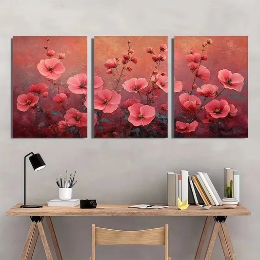 3pcs Diascia Flower Metal Print Ready to Hang Art