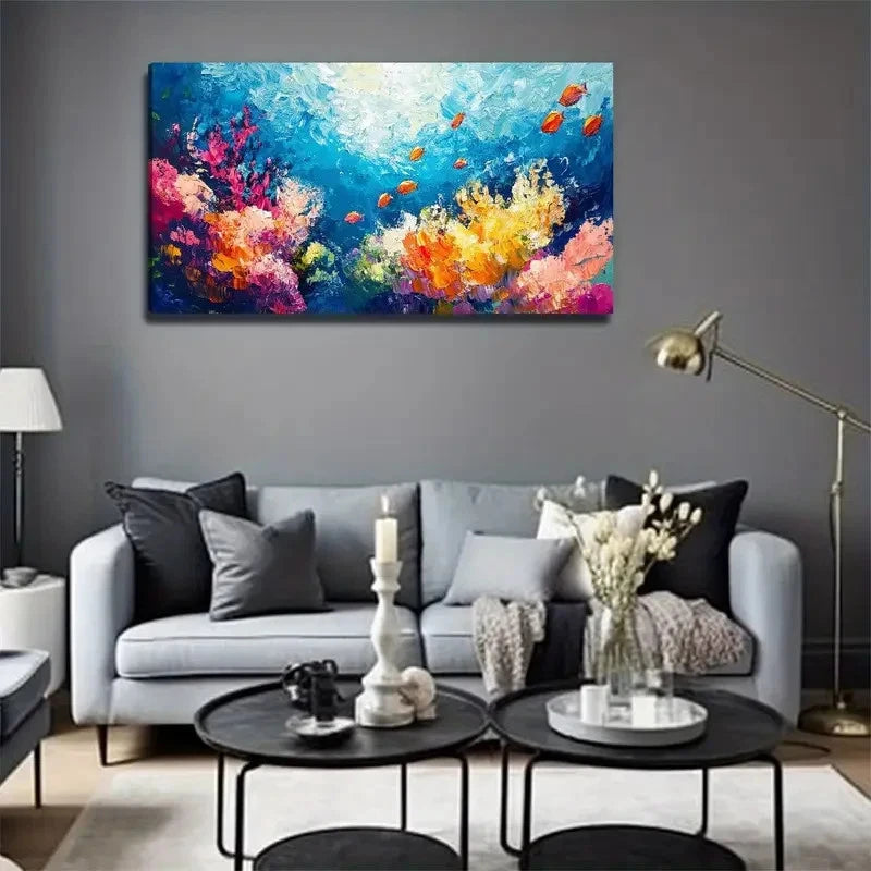Sea Coral And Fish Wall Art Canvas Office Home Room Framed 120x60cm