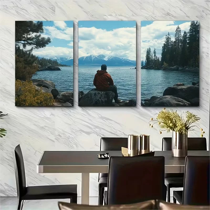 3pcs Lake Tahoe Travel Print Metal Print Ready to Hang Art