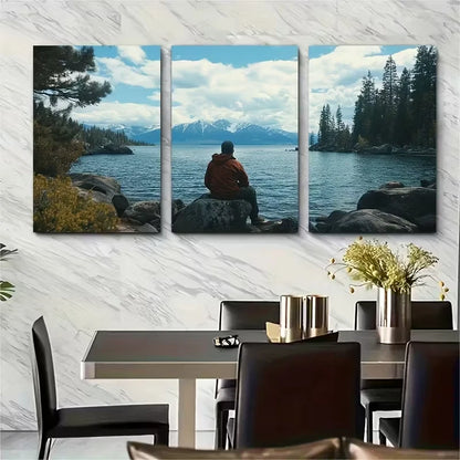 3pcs Lake Tahoe Travel Print Metal Print Ready to Hang Art