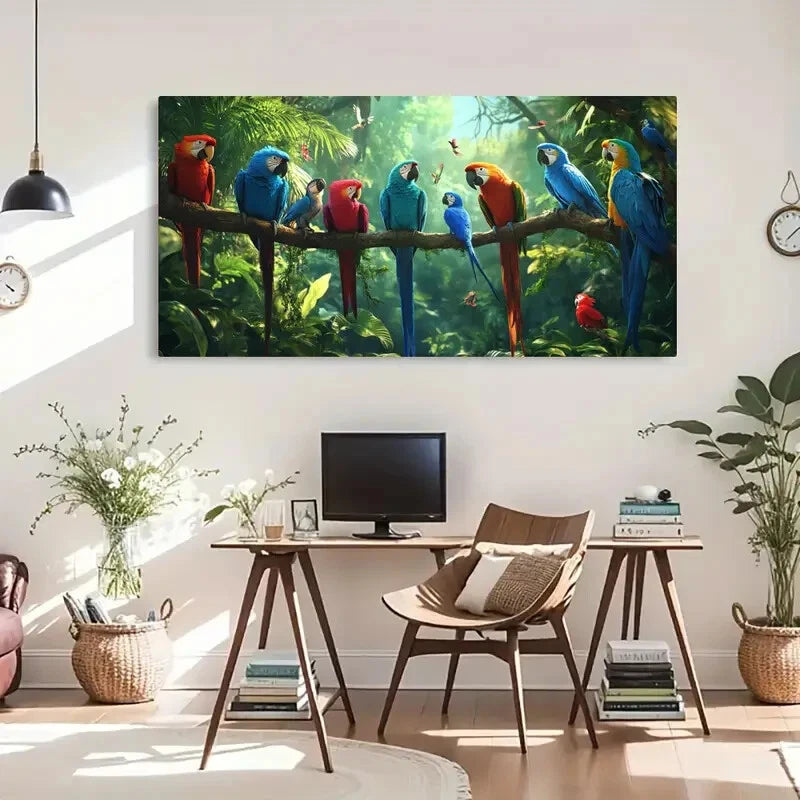Tropical Parrot Colorful Macaw Wall Art Canvas Office Home Room Framed 120x60cm - Bella Home Decor