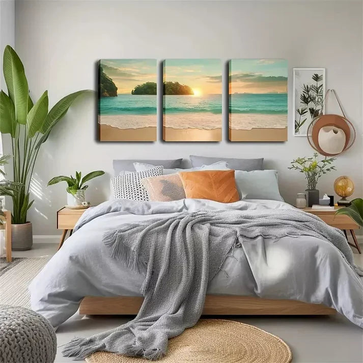 3pcs Stunning Artwork, Romantic, Casual Beach Wall Art Set Canvas Framed 60x90cm - High Quality Print 100% Australian Made Wall Canvas Ready to Hang