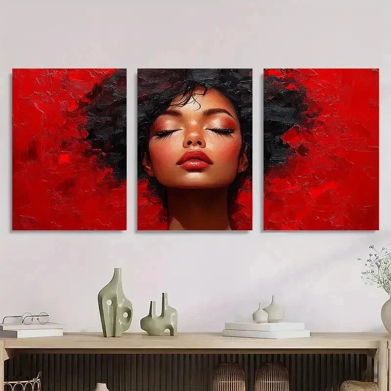 3pcs Red & Black Modern Elegant Perfect Wall Art Set Canvas Framed 40x60cm - High Quality Print 100% Australian Made Wall Canvas Ready to Hang - Bella Home Decor