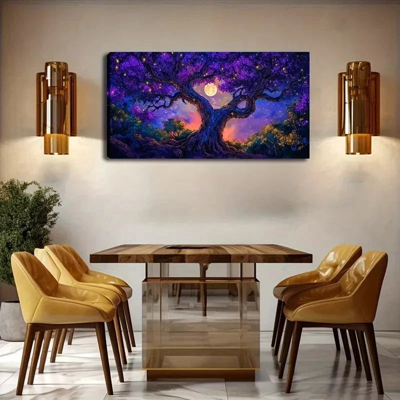 Colorful Sky & Moon Vibrant Wall Art Canvas Office Home Room Framed 120x60cm