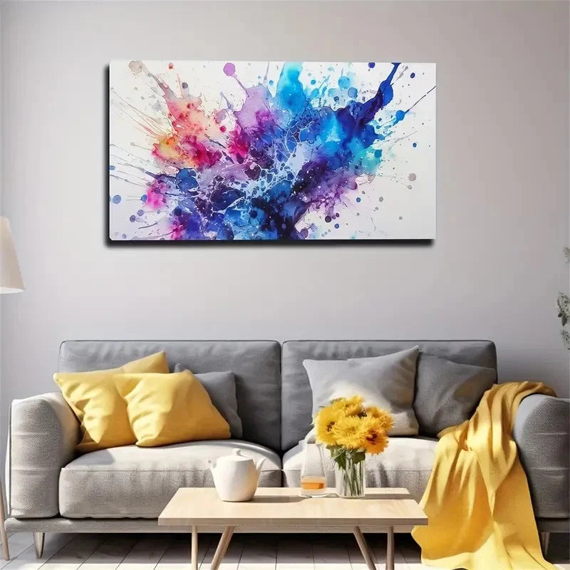 Vibrant Blue Purple & Pink Wall Art Canvas Office Home Room Framed 120x60cm