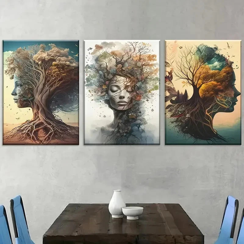 3pcs Abstract Nature-Inspired Design Metal Print Ready to Hang Art - Bella Home Decor