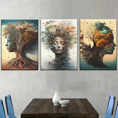 3pcs Abstract Nature-Inspired Design Metal Print Ready to Hang Art - Bella Home Decor