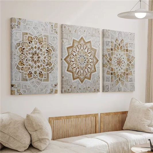 3pcs Arabic Script Decor Paintings Wall Art Set Canvas Framed 60x90cm - High Quality Print 100% Australian Made Wall Canvas Ready to Hang