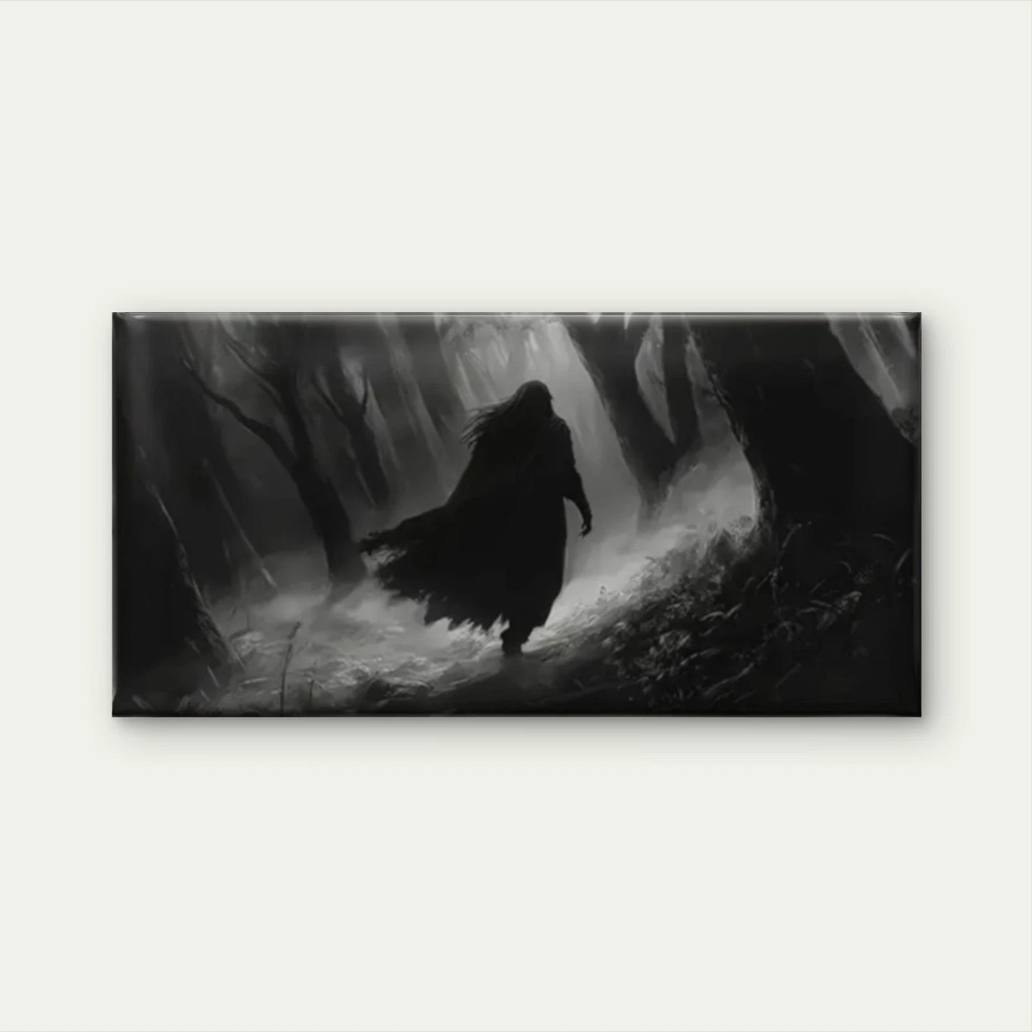 Man Walked Dark Shadow Wall Art Canvas Office Home Room Framed 120x60cm