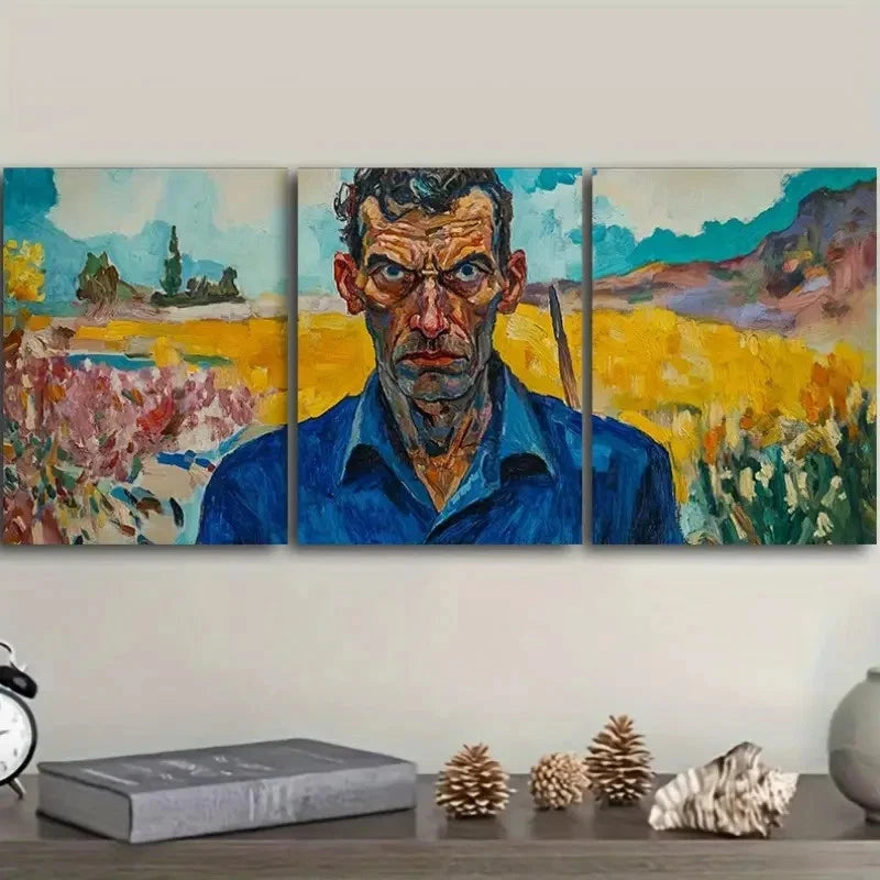 3pcs Each, Ugly Man in Blue Shirt Wall Art Set Canvas Framed 60x90cm - High Quality Print 100% Australian Made Wall Canvas Ready to Hang - Bella Home Decor