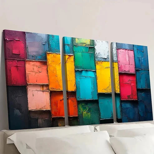3pcs Abstract Color Block DG  Wall Art Set Canvas Unframed - High Quality Print 100% Australian Made Wall Canvas - Bella Home Decor