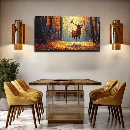 Deer In The Forest Interior Wall Art Canvas Office Home Room Framed 120x60cm