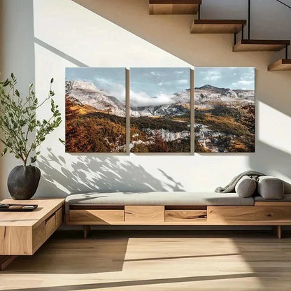 3pcs Mountains and Cloudy Landscape Wall Art Set Canvas Framed 60x90cm - High Quality Print 100% Australian Made Wall Canvas Ready to Hang