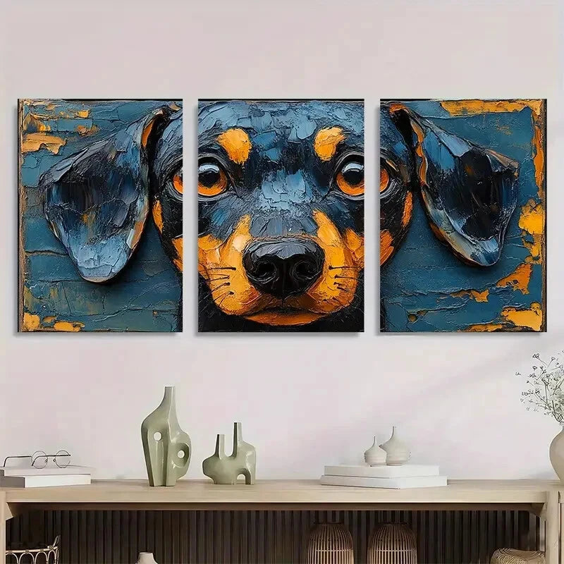 3pcs Dachshund Fun Animal Dog Pet Love Metal Print Ready to Hang Art - Bella Home Decor