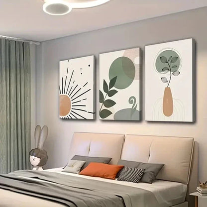 3pcs Bohemian Style with Green Tones Wall Art Set Canvas Unframed - High Quality Print 100% Australian Made Wall Canvas