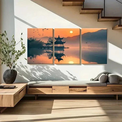 3pcs Traditional Chinese Landscape Decor Wall Art Set Canvas Unframed - High Quality Print 100% Australian Made Wall Canvas