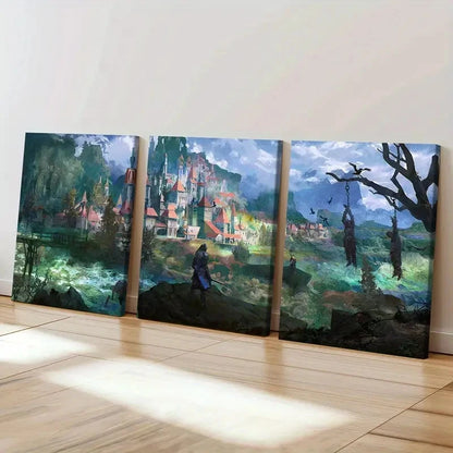 3pcs Game Scenery Art Magical Aesthetics  Wall Art Set Canvas Framed 60x90cm - High Quality Print 100% Australian Made Wall Canvas Ready to Hang - Bella Home Decor