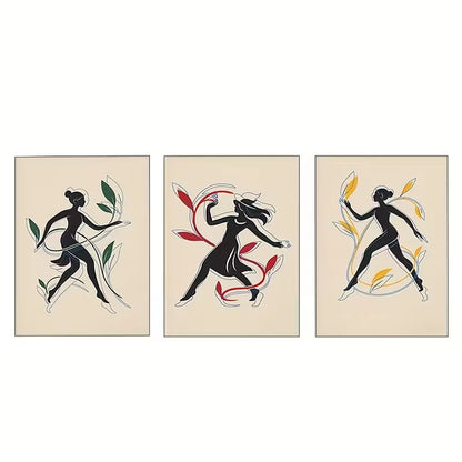 3pcs Abstract Women Silhouettes     Wall Art Set Canvas Framed 40x60cm - High Quality Print 100% Australian Made Wall Canvas Ready to Hang - Bella Home Decor
