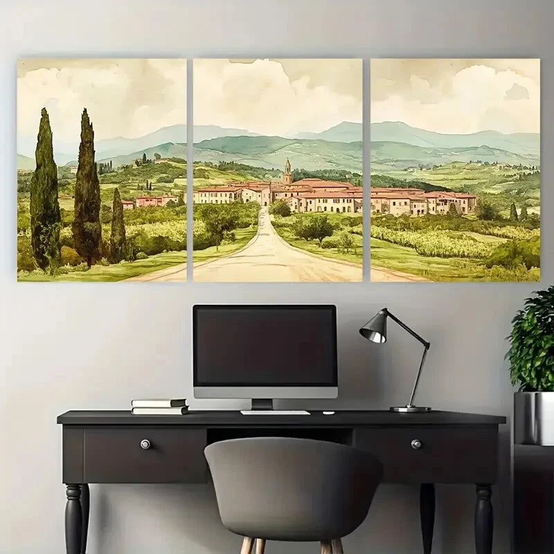 3pcs Vibrant Prato Italy Travel Illustration Metal Print Ready to Hang Art - Bella Home Decor