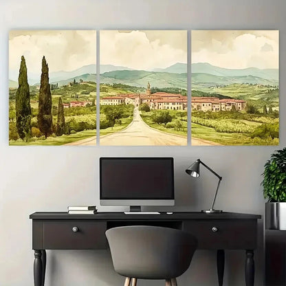 3pcs Vibrant Prato Italy Travel Illustration Metal Print Ready to Hang Art - Bella Home Decor