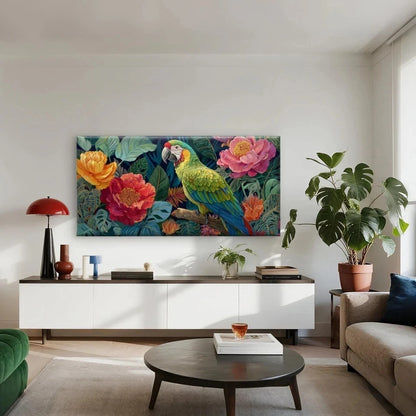 Tropical Parrot Jungle Wall Art Canvas Office Home Room Framed 120x60cm