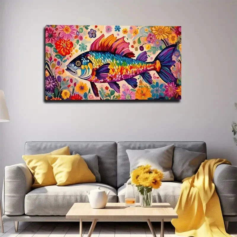 Colorful Fish Wall Art Canvas Office Home Room Framed 120x60cm