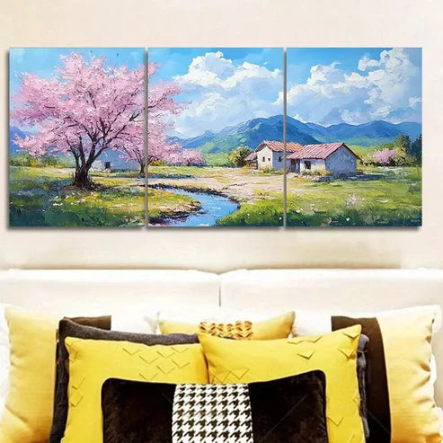 3pcs Cherry Blossom Scene Wall Art Canvas Unframed - High Quality Print 100% Australian Made Wall Canvas - Bella Home Decor