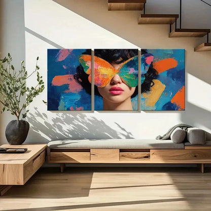 3pcs Abstract Butterfly Art Colorful Painting Metal Print Ready to Hang Art - Bella Home Decor