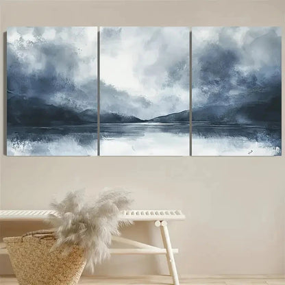 3pcs Gray Watercolor Landscape Wall Art Set Canvas Framed 40x60cm - High Quality Print 100% Australian Made Wall Canvas Ready to Hang