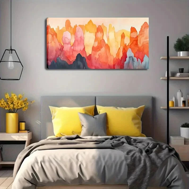 Colorful Mountain Landscape Wall Art Canvas Office Home Room Framed 120x60cm - Bella Home Decor