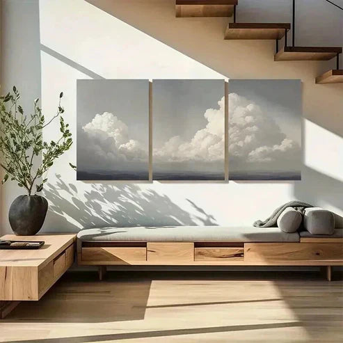 3pcs Dreamy Blue Sky and Horizon Landscape Art Set Canvas Unframed - High Quality Print 100% Australian Made Wall Canvas