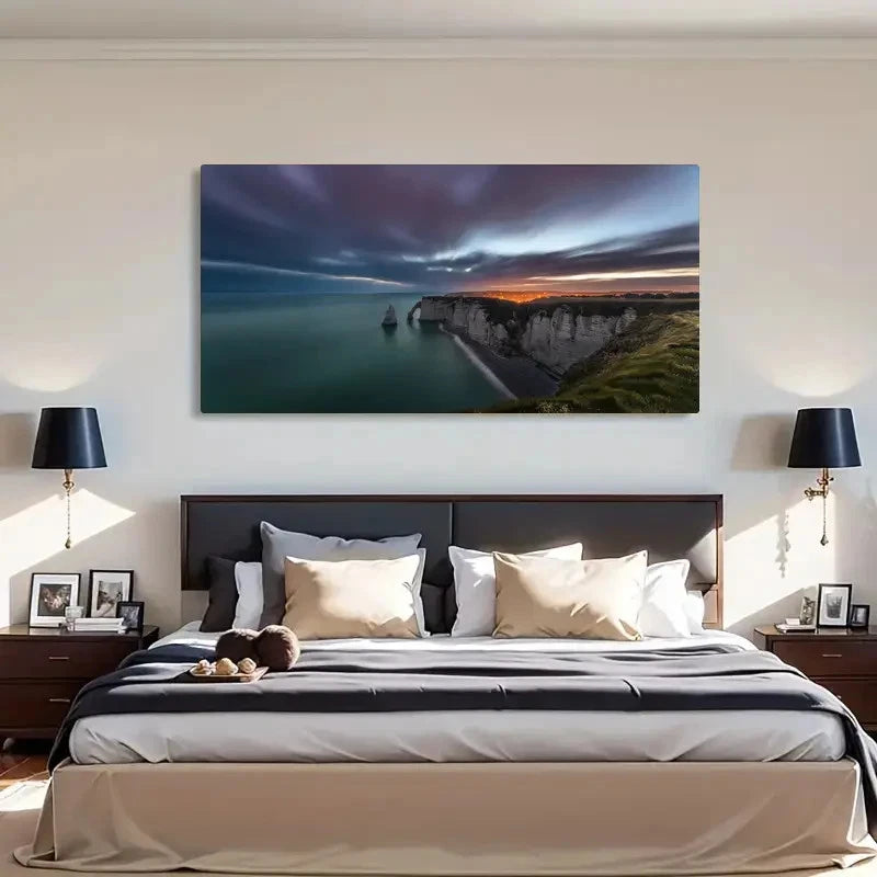 Early Morning Cliff Scenery Wall Art Canvas Office Home Room Framed 120x60cm