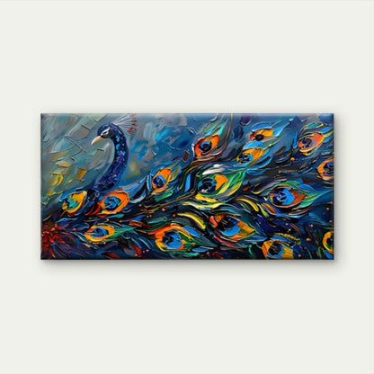 Peacock Colorful Feathers Wall Art Canvas Office Home Room Framed 120x60cm