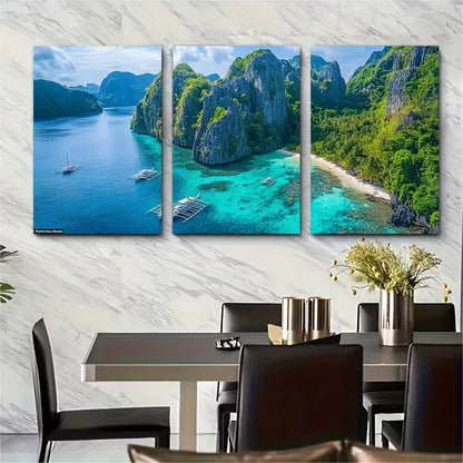 3pcs El Nido Philippines Landscapes Metal Print Ready to Hang Art - Bella Home Decor