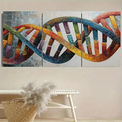 3pcs Vibrant DNA Molecular Art Wall Art Set Canvas Framed 40x60cm - High Quality Print 100% Australian Made Wall Canvas Ready to Hang