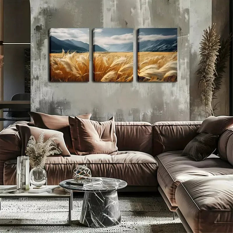 3pcs Good Luck Products, Autumn Weeds Wall Art Set Canvas Framed 40x60cm - High Quality Print 100% Australian Made Wall Canvas Ready to Hang