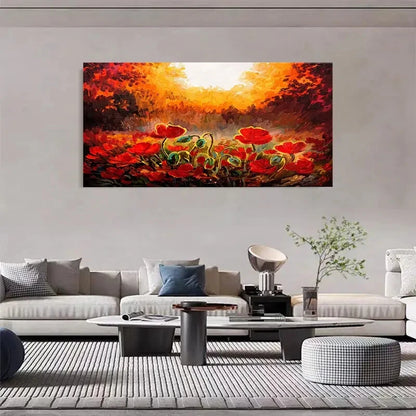 Charming Red Rose Garden Wall Art Canvas Office Home Room Framed 120x60cm - Bella Home Decor
