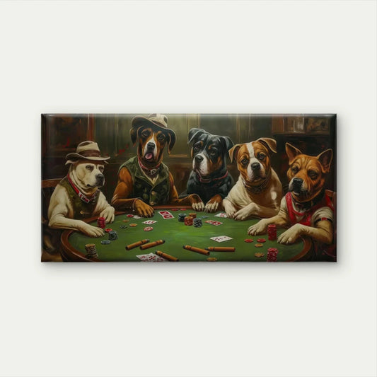 Funny Dogs Playing Poker Wall Art Canvas Office Home Room Framed 120x60cm