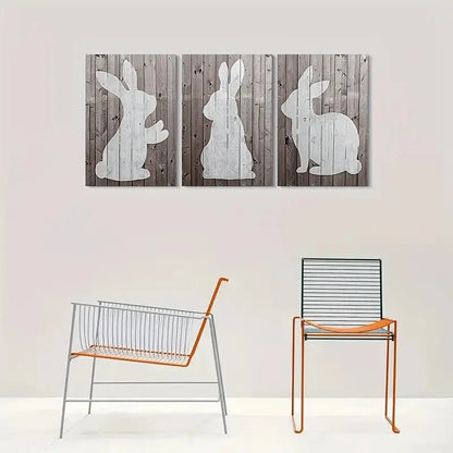 3pcs Rustic Bunny Silhouette Farmhouse Metal Print Ready to Hang Art