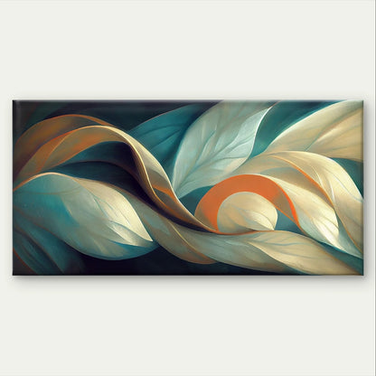 Abstract Flowing Leaves Colourful Wall Art Canvas Office Home Framed 120x60cm