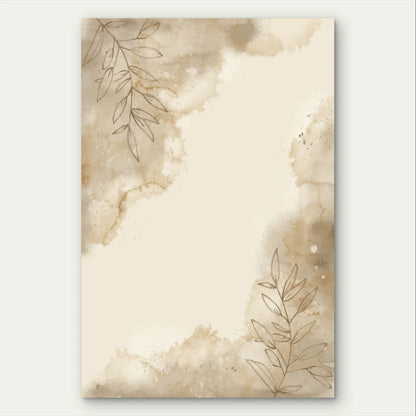 Neutral Earth Tone Botanical Line Art Beige 40x60cm Metal Print Ready to Hang