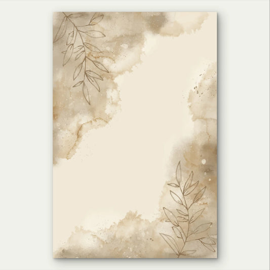 Neutral Earth Tone Botanical Line Art Beige 40x60cm Metal Print Ready to Hang
