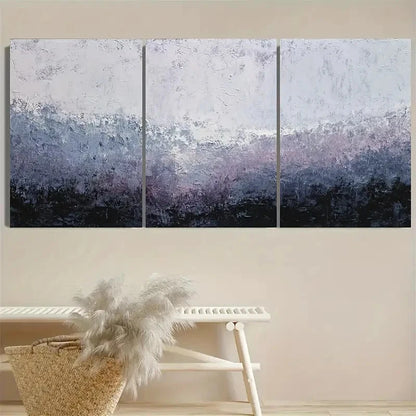 3pcs malist Black, Gray, Blue & Purple d Art Wall Art Set Canvas Framed 50x70cm - High Quality Print 100% Australian Made Wall Canvas Ready to Hang