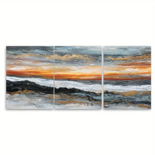3pcs Seascapes at Sunrise And Sunset Metal Print Ready to Hang Art